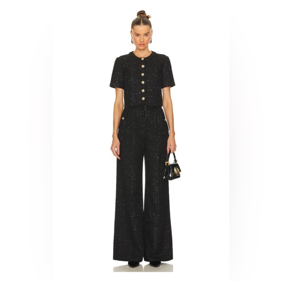 Amanda Uprichard Braswell Top in Watkins Tweed/Blk with Gold Threading/Sz M - Picture 1 of 7